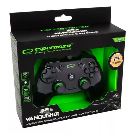 Esperanza Vanquisher EGG110K Valdiklis (PC, PS3; juodas, žalias)