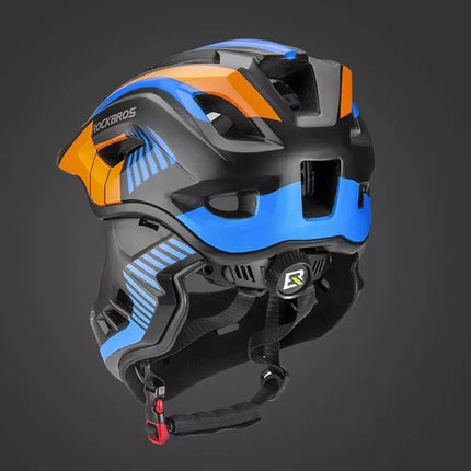 Rockbros TT-32SOBL-S children's bicycle helmet with removable chinbar, size S - black and orange
