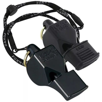 FOX 40 CLASSIC AND CLASSIC CMG WHISTLE BLACK WITH STRING 2 PACK