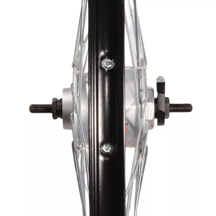 Priekinis 28 colių ratas su Shimano stebule, juodu ratlankiu