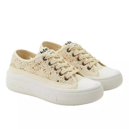 Lee Cooper women's shoes sports sneakers beige platform lace