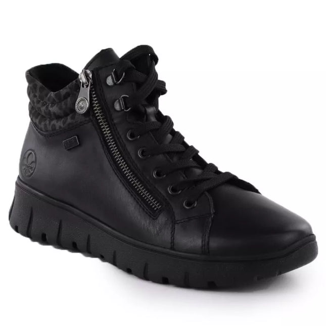 Rieker N1305-00 women's leather waterproof ankle boots, black