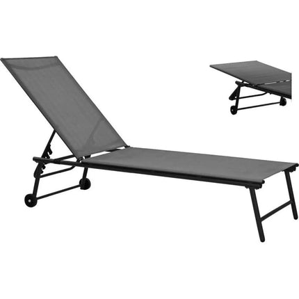 Sodo poilsio kėdė 185x57x31 cm pilka