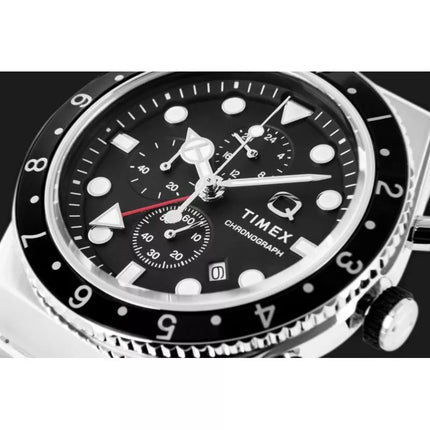 Vyriškas laikrodis TIMEX Q Timex 3 laiko zonų chronografas TW2V69800 + DĖŽUTĖ