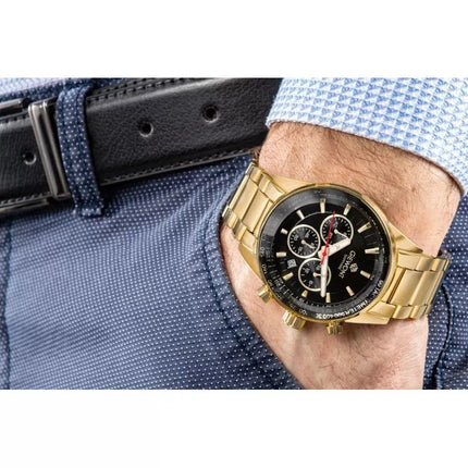 Men's Watch Giewont Chronograph Sapphire Gold Black GW9140-B4