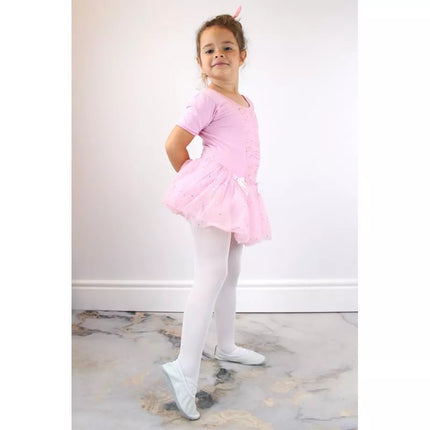 Jr. Nazo odiniai baleto šokių bateliai su elastiniais dirželiais, balti