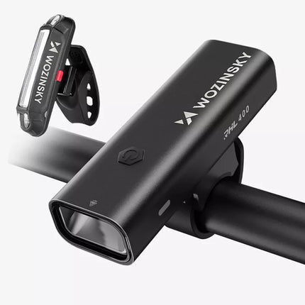 Wozinsky WSBLB2 Priekinis (400 lm) ir Galinis USB-C Dviračio Žibintų Rinkinys - Juodas