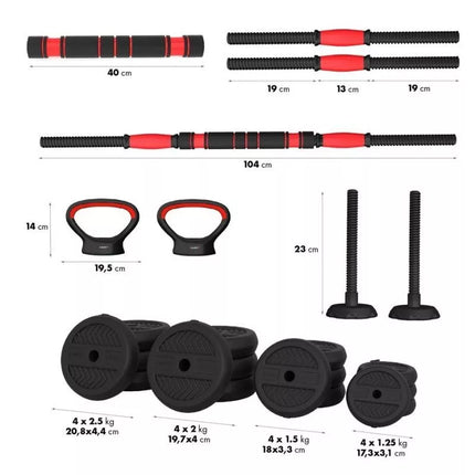 HMS SGN130 6-in-1 weight set (barbell, dumbbells and kettlebell) 30kg