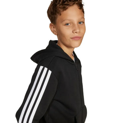 adidas Essentials Full-Zip Kids' Sweatshirt Black and White JD6494