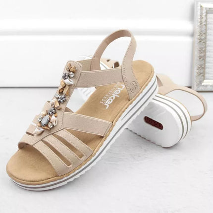 Patogios Rieker W RKR680 smėlio spalvos basutės