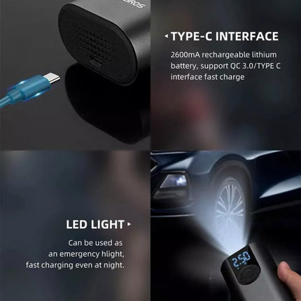Rockbros 42720001001 Elektrinis dviračio siurblys su LED ekranėliu + USB-C - USB-A laidas - Juodas