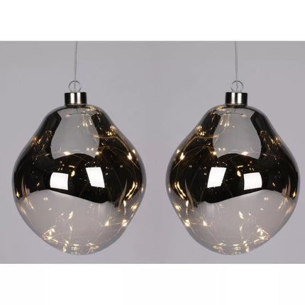 GLASS DROP MATRIX BALL 2 PCS LED 12 CM ANTHRACITE