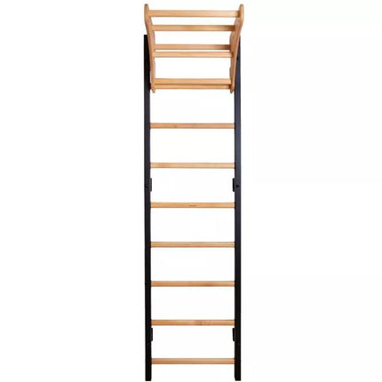 WOODEN AND METAL GYMNASTIC WALL BAR WITH WOODEN BAR BENCHK 711W