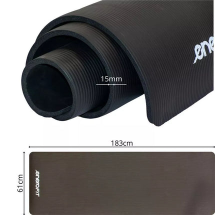 FITNESS MAT NBR NESLYSTANTIS 183x61x1,5CM JUODAS + ENERO FIT COVER