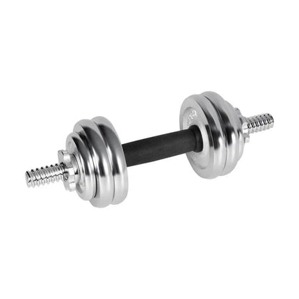 REBEL ACTIVE reguliuojami chromuoti hanteliai su dėklu ir štanga, 15 kg komplektas.