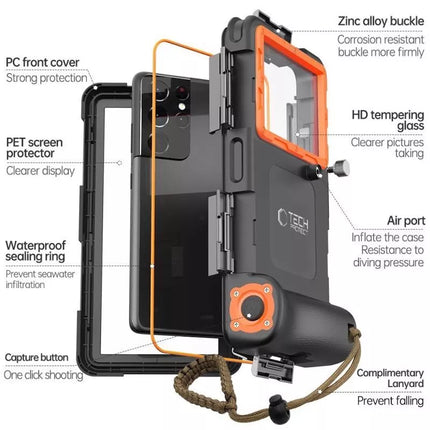 Tech-Protect Waterproof Case IPX8 for 4.7-6.7" Smartphones - Black and Orange