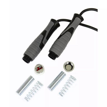 Šokinėjimo virvė su 2 x 100g svoriais BK 256