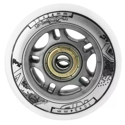PU 70x24 82A BALTAS (4 vnt.) + ABEC-7 (8 vnt.) NILS EXTREME RINKINYS