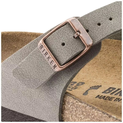 Birkenstock Gizeh Birko-Flor Nubuck Stone, Moteriški Šlepetės, Pilkšvai-Smėlinės, Reguliarus Plotis (43391)