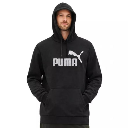 Vyriškas juodas madingas medvilninis sportinis džemperis su gobtuvu, Puma