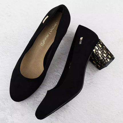 Sergio Leone W SK314D Zomšiniai bateliai su kulnu juodi