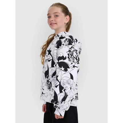 Negabaritinis T-shirt su spauda mergaitėms 4F 4FJRAW25TTSHF3069-90A