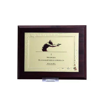 Plastic diploma with an engraved metal plate