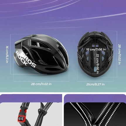 Lengvas dviratininko šalmas Rockbros TS-42, 58-62 cm – juodas