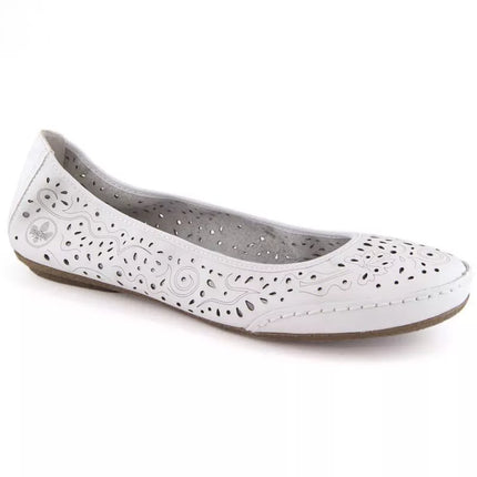 Rieker W RKR649 patogūs odiniai atvirų pėdų (perforuoti) bateliai, balti