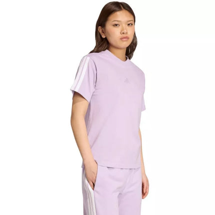 adidas Essentials Medvilniniai 3 Dryžu Moteriški Marškinėliai Šviesiai Violetiniai JV7362