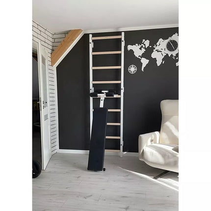 GYMNASTIC LADDER WITH A HAND BAR AND A BENCH FOR EXERCISES BENCHK 723W