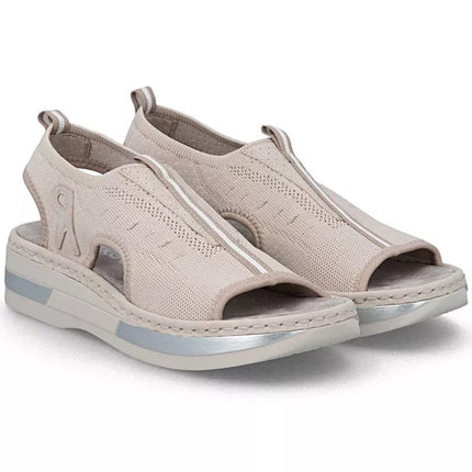 Women's pink slip-on platform sandals Rieker V59B5-31