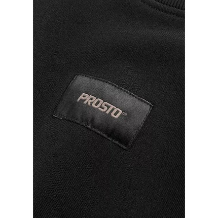 Prosto džemperis su žakardo etikete „Crewneck“ KL261MSWE1021, juodas, L dydis