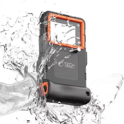 Tech-Protect Waterproof Case IPX8 for 4.7-6.7" Smartphones - Black and Orange