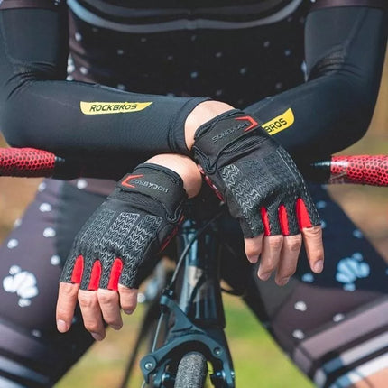 Rockbros S169BR XXL cycling gloves with gel inserts - black and red