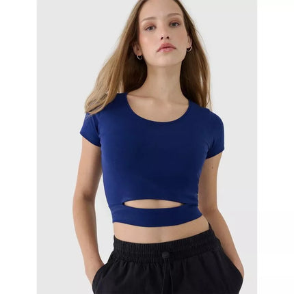 Women's crop top plain t-shirt 4F 4FRSS25TTSHF2695-31S