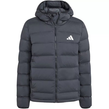 Men's adidas Helionic Climawarm Stretch Hooded Down Jacket Black JN2114