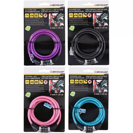 Dunlop dviračio kodo spyna 6 mm 120 cm ST 4ass 02922