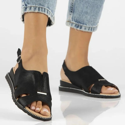 Women's black leather sandals Filippo DS4470