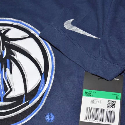 Nike Dallas Mavericks Essential Dry marškinėliai su Chrome logotipu, College Navy - CZ7252-419