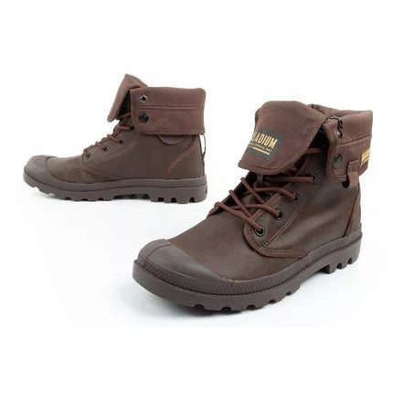 Palladium Men's Baggy Coated High Top Sneakers, Fashionable Dark Brown