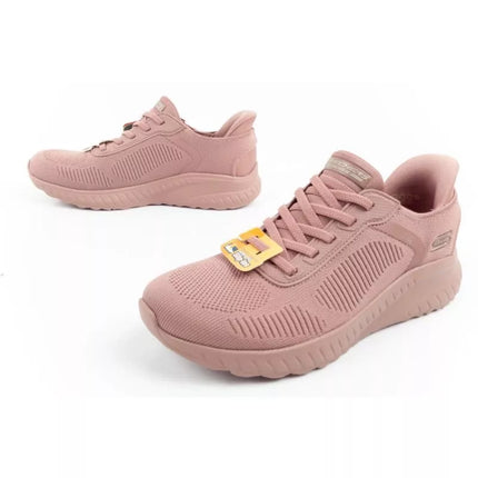 Skechers Bobs Squad-Chaos moteriški patogūs SLIP-INS rožiniai sportbačiai