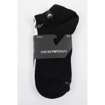 Emporio Armani Calza Ankle Socks Cotton Comfortable 3-Pack Navy Blue Black White