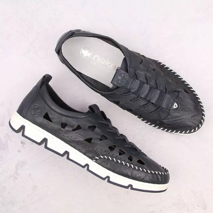 Rieker W RKR652 tamsiai mėlyni atviri odiniai batai