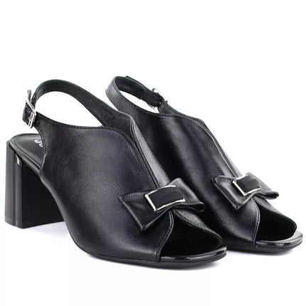 Women's black Jezzi RMR25112-3 block heel sandals with bow