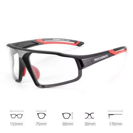 Rockbros SP216BK Photochromic UV400 Cycling Glasses - Black and Red