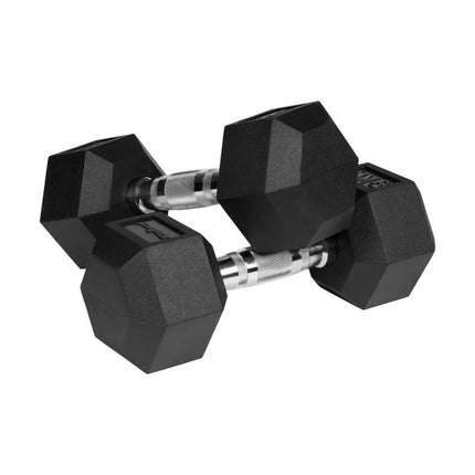 HEX 2x9 kg rubber-coated cast iron dumbbells REBEL ACTIVE