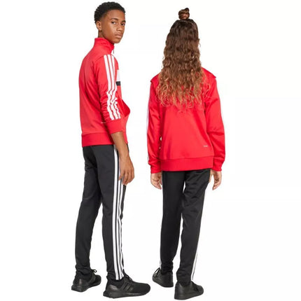 adidas Seasonal Essentials Tiberio 3-Stripes Tricot Kids Tracksuit Red and Black JI6214