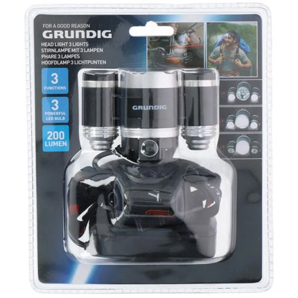 GRUNDIG DELUXE 1 LED and 2 COB TOURIST HEADLAMP