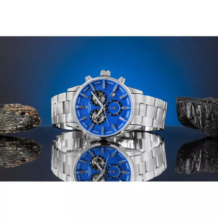 Vyriškas laikrodis Giewont Chronograph Safyrinis Sidabro Mėlynas GW4580-B3